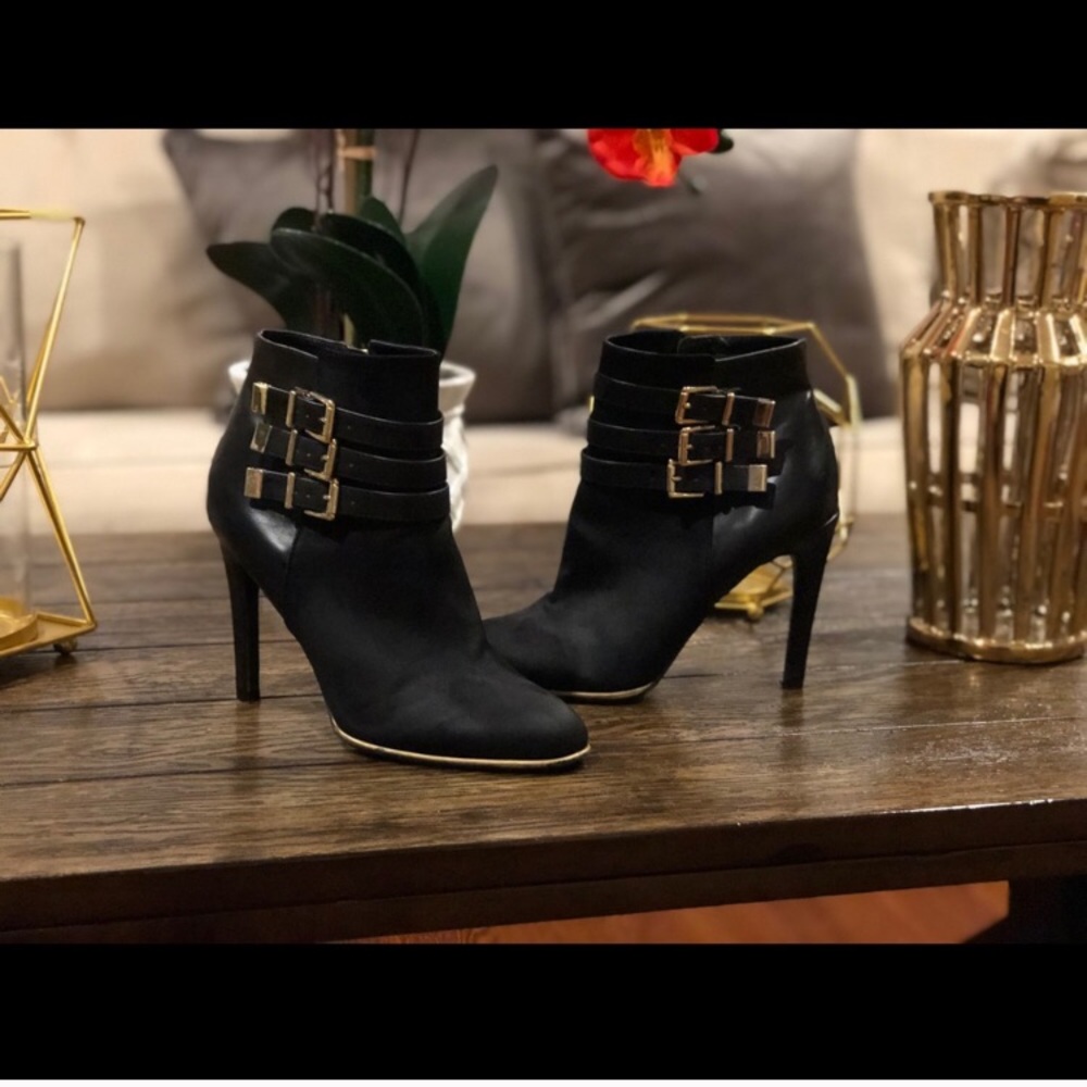 Suede black booties